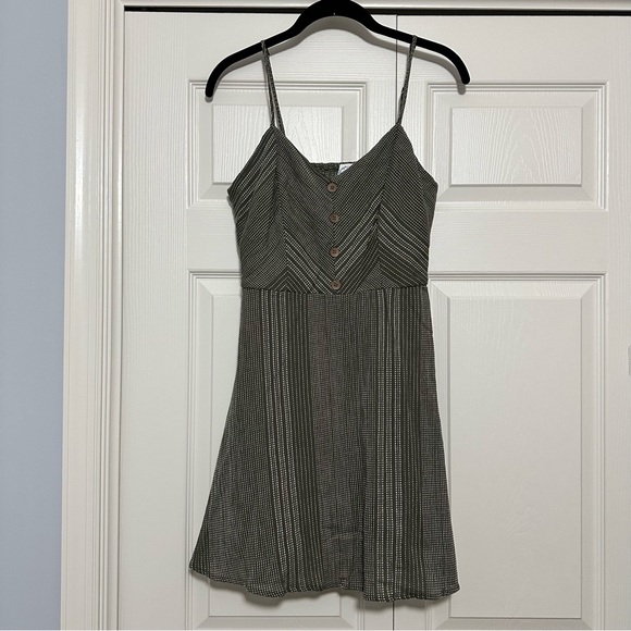 Blue Rain by Francesca’s Strappy‎ Boho Swing Dress in Olive Size Medium VGUC - Picture 1 of 6